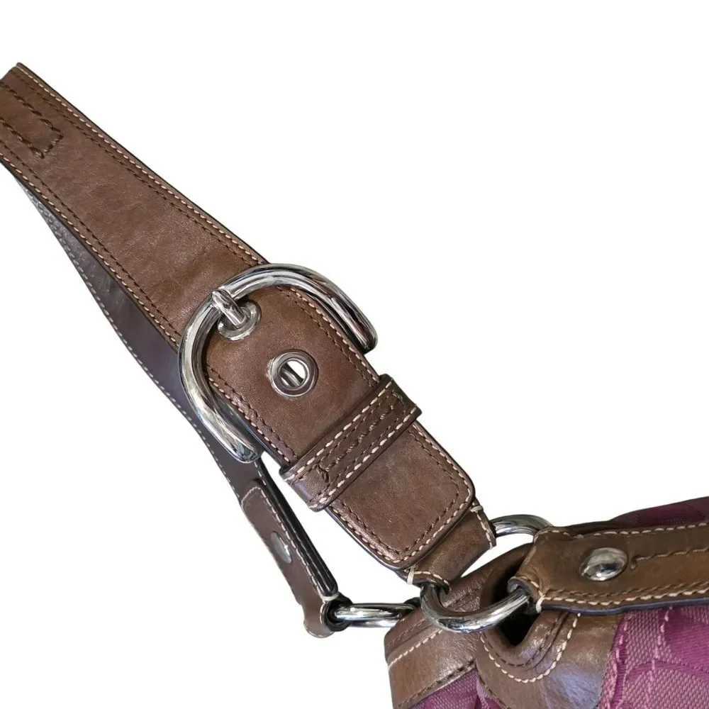 Vintage Signature Coach Pleated Grape Canvass Flap Bag